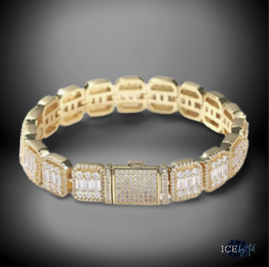 Iced Out Baguette Gold Plated Bracelet